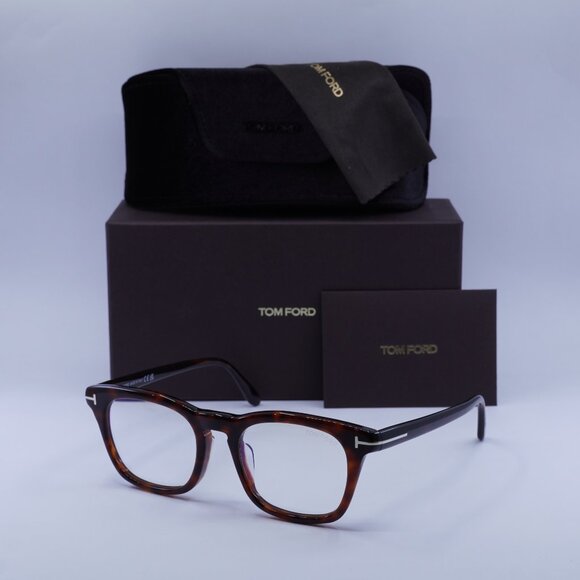 Tom Ford FT5870-F-B 054 Square Eyeglasses - Red Havana 52mm - Picture 1 of 9